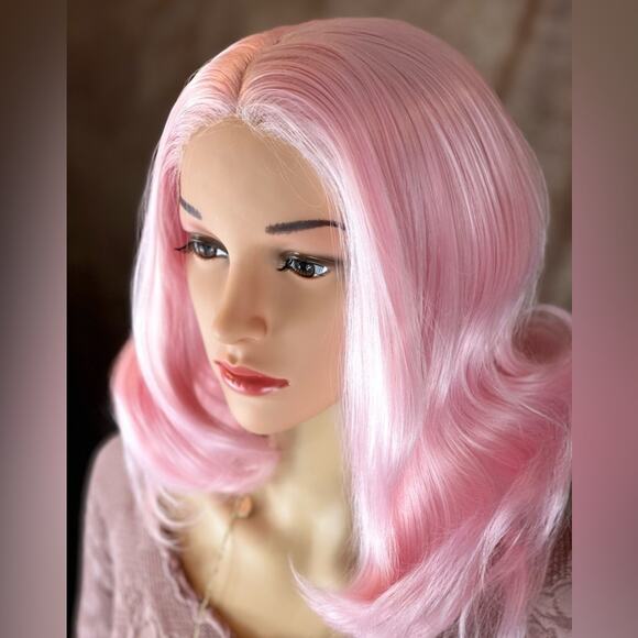 Womens Pink 14" Wig - Picture 3 of 10